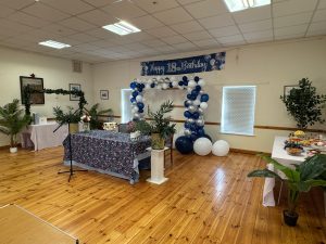 The Phoenix Hall set up ready for a party